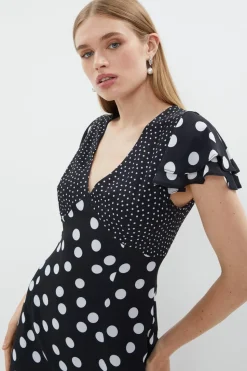 Polka Dot Ruffle Midi Dress