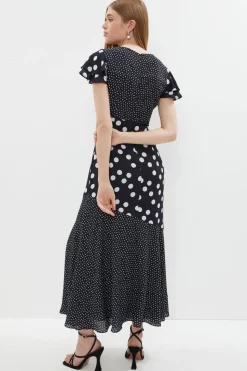 Polka Dot Ruffle Midi Dress