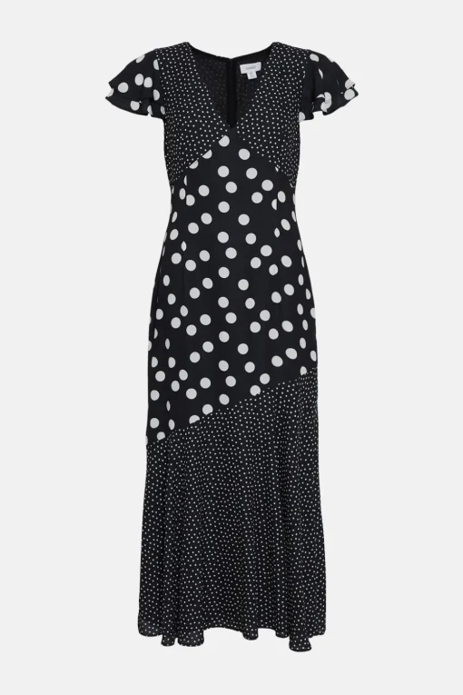 Polka Dot Ruffle Midi Dress