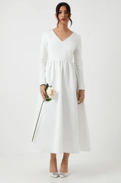 Ponte And Satin Mix Midaxi Wedding Dress