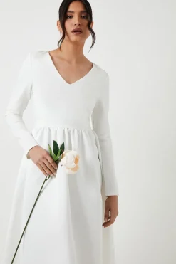Ponte And Satin Mix Midaxi Wedding Dress