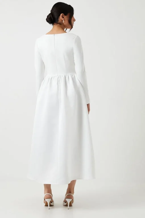 Ponte And Satin Mix Midaxi Wedding Dress