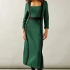 Ponte Contrast Button Midi Dress