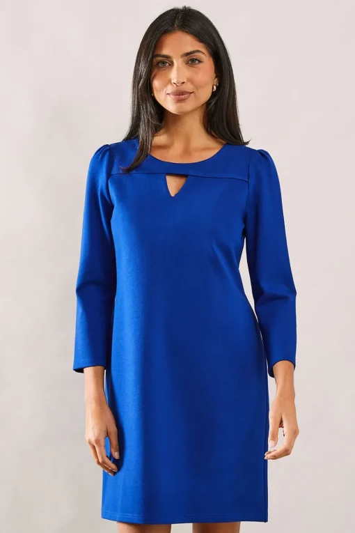 Ponte Keyhole Detail Shift Dress