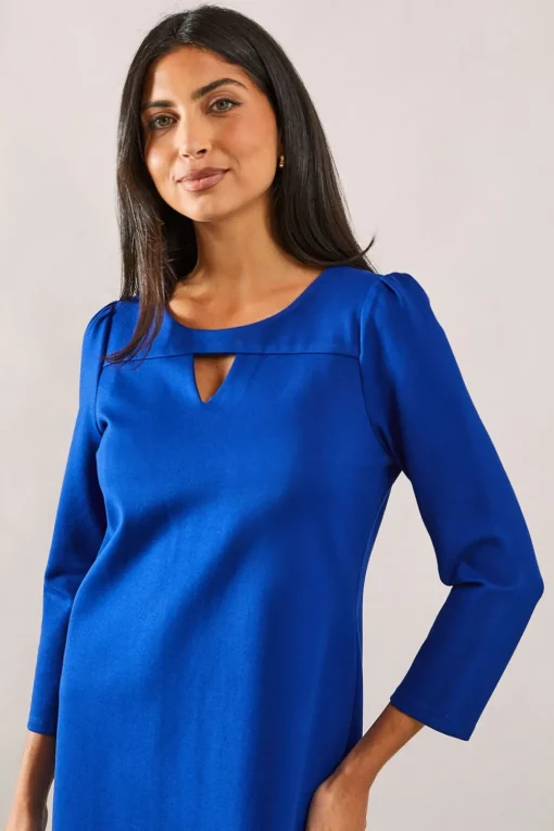 Ponte Keyhole Detail Shift Dress