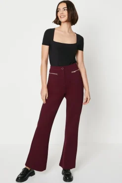 Ponte Metal Zip Detail Bootcut Trouser