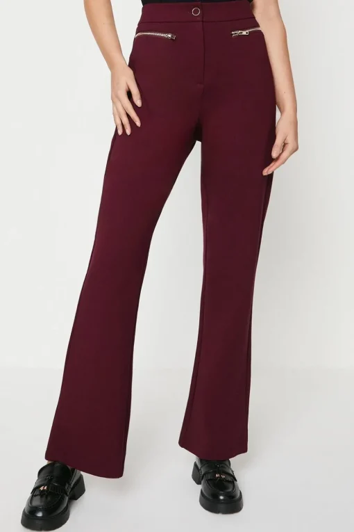 Ponte Metal Zip Detail Bootcut Trouser