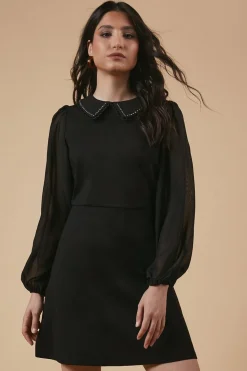 Ponte Sheer Sleeve Mini Dress