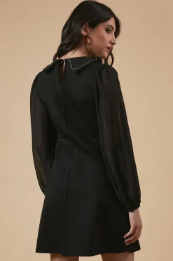 Ponte Sheer Sleeve Mini Dress