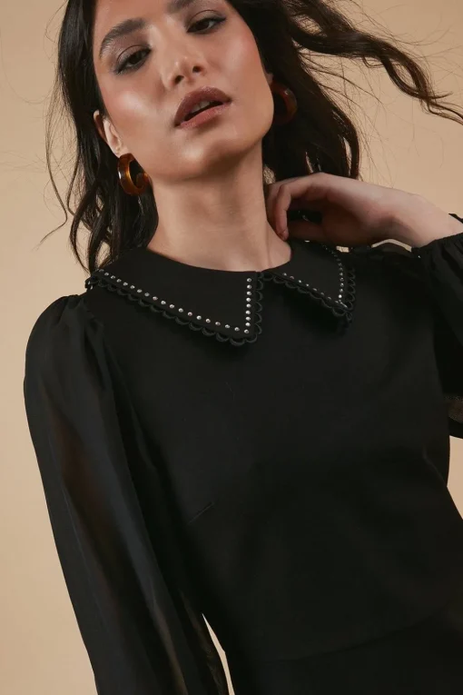 Ponte Sheer Sleeve Mini Dress