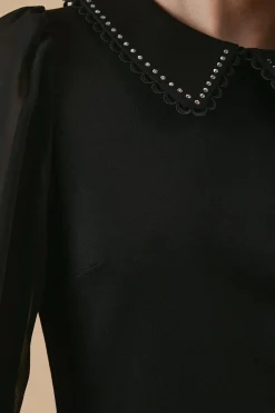 Ponte Sheer Sleeve Mini Dress