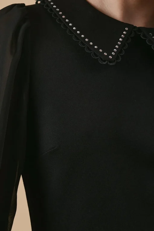 Ponte Sheer Sleeve Mini Dress