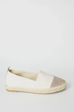 Poppy Glitter Toe Detail Flat Espadrille Shoes