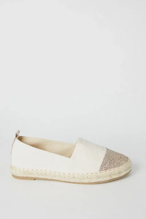 Poppy Glitter Toe Detail Flat Espadrille Shoes