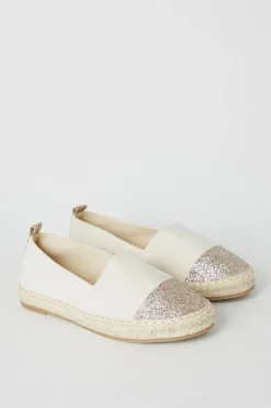 Poppy Glitter Toe Detail Flat Espadrille Shoes