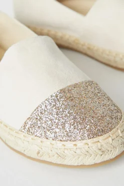Poppy Glitter Toe Detail Flat Espadrille Shoes