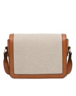 Preloved Ava Canvas and Leather Crossbody Bag - Beige/Tan