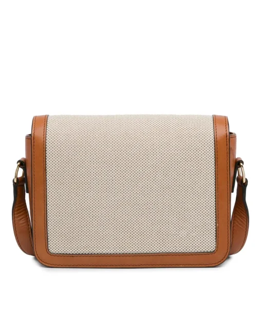 Preloved Ava Canvas and Leather Crossbody Bag - Beige/Tan