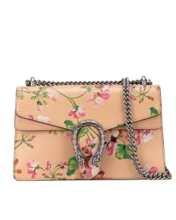 Preloved Blooms Print Leather Dionysus Shoulder Bag with Chain Strap