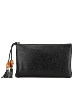 Preloved Calfskin Clutch with Bamboo and Tassel Details