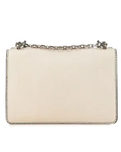 Preloved Calfskin Mosaic Flap Bag with Chain and Magnetic Closure