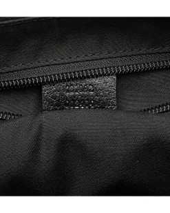 Preloved Canvas Crossbody Bag with Leather Trim and Top Zip Closure