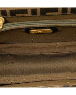Preloved Canvas Satchel with Rolled Leather Handle and Metal Push Lock