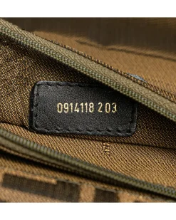 Preloved Canvas Satchel with Rolled Leather Handle and Metal Push Lock