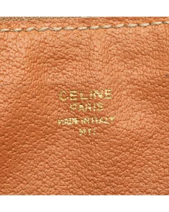 Preloved Coated Canvas Clutch with Leather Trim and Top Zip Closure