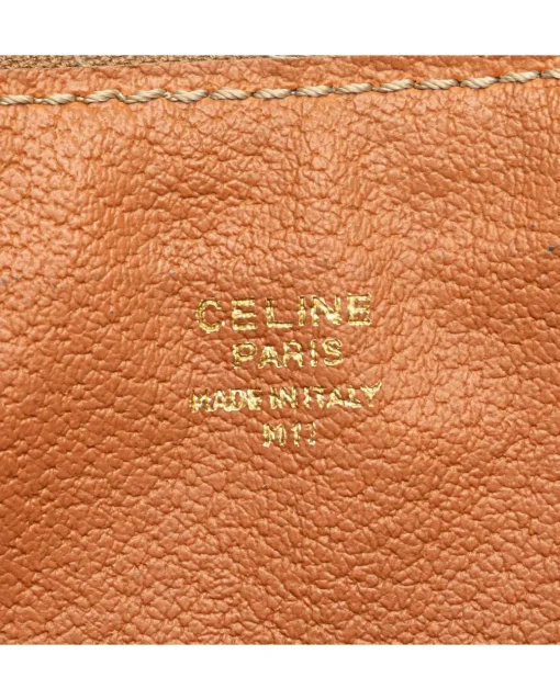 Preloved Coated Canvas Clutch with Leather Trim and Top Zip Closure