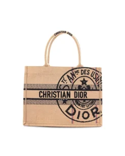 Preloved Embroidered Canvas Jute Book Tote with Rolled Handles