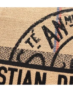 Preloved Embroidered Canvas Jute Book Tote with Rolled Handles