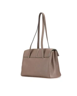 Preloved Grained Calfskin Soft Shoulder Bag with Turn-Lock Closure