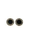 Preloved 18K Gold Onyx Stud Earrings with Push Back Closure