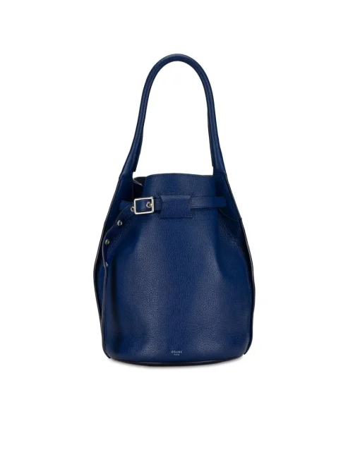 Preloved Leather Bucket Bag with Rolled Handle