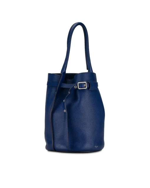 Preloved Leather Bucket Bag with Rolled Handle