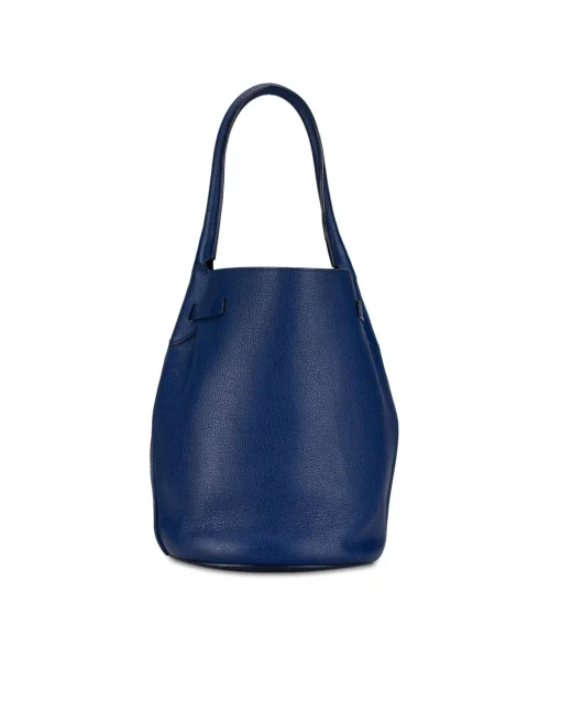 Preloved Leather Bucket Bag with Rolled Handle