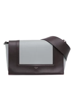 Preloved Leather Frame Shoulder Bag with Front Flap Closure