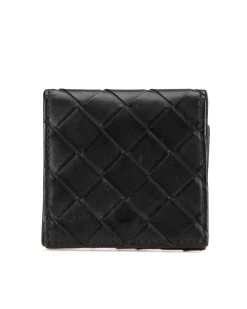Preloved Leather Woven Coin Pouch with Snap Closure