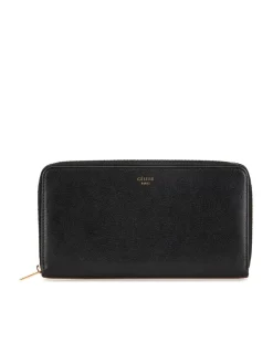 Preloved Leather Zip Around Wallet with Interior Zip and Slip Pockets