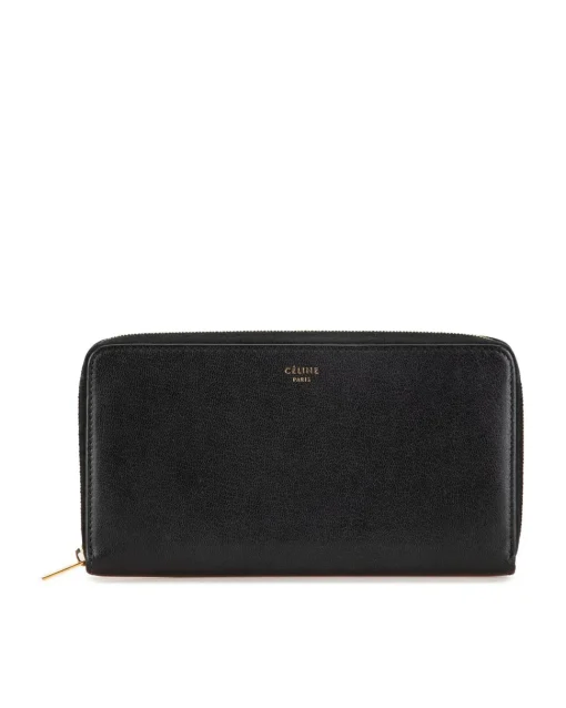 Preloved Leather Zip Around Wallet with Interior Zip and Slip Pockets