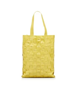 Preloved Maxi Intrecciato Woven Leather Tote with Flat Straps
