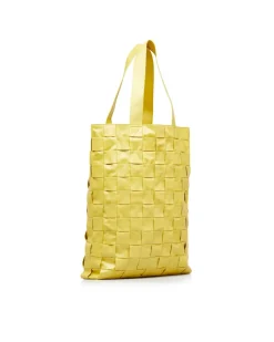 Preloved Maxi Intrecciato Woven Leather Tote with Flat Straps
