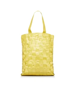 Preloved Maxi Intrecciato Woven Leather Tote with Flat Straps