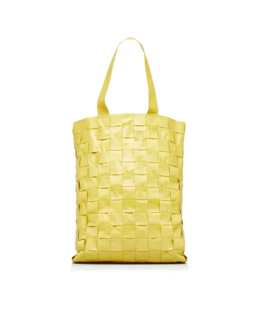 Preloved Maxi Intrecciato Woven Leather Tote with Flat Straps