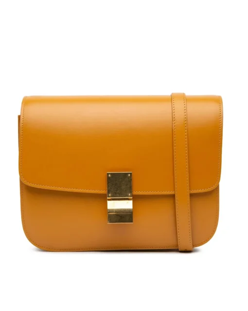 Preloved Medium Calfskin Classic Box Crossbody Bag with Adjustable