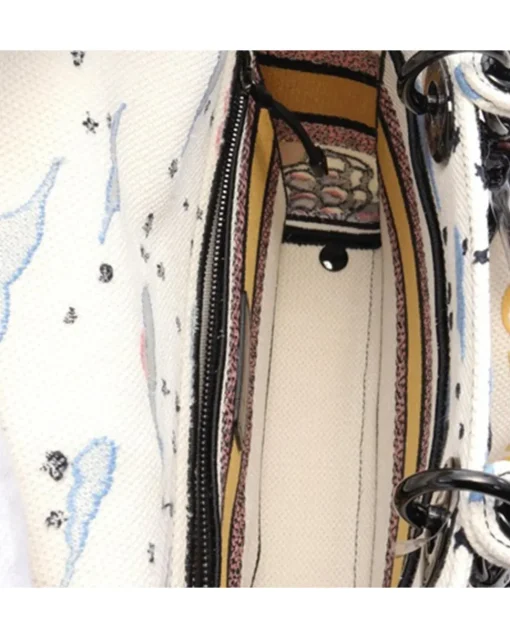 Preloved Medium Canvas Embroidered Lady D-Lite Handbag