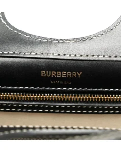 Preloved Medium Canvas Pocket Bag with Leather Trim and Cut-Out