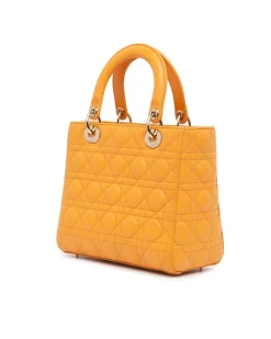 Preloved Medium Lambskin Quilted Leather Bag with Detachable Strap and