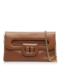 Preloved Medium Leather Flap Bag with Detachable Chain Strap